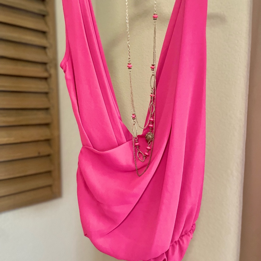 Vibrant Pink Deep V-Neck Top